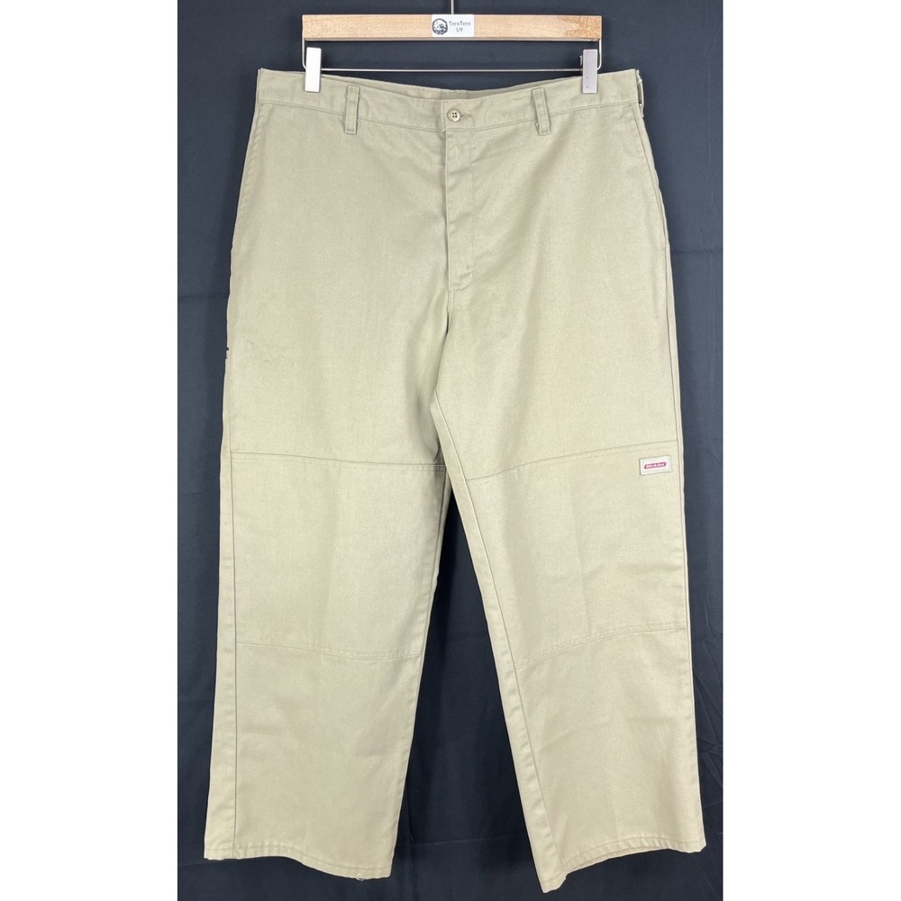 GUC Dickies Men's Double Knee Work Pants Khaki Tan Poly Cotton Blend Size 36x29